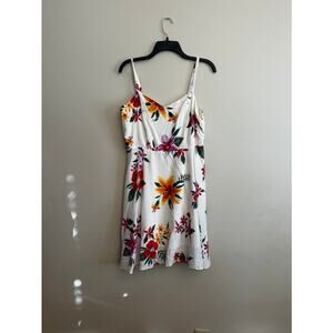 Old Navy Floral Spaghetti Strap Dress Smocked Back Lined Size L